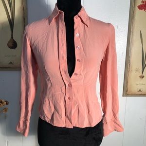 Talbots petite 2 salmon button down blouse